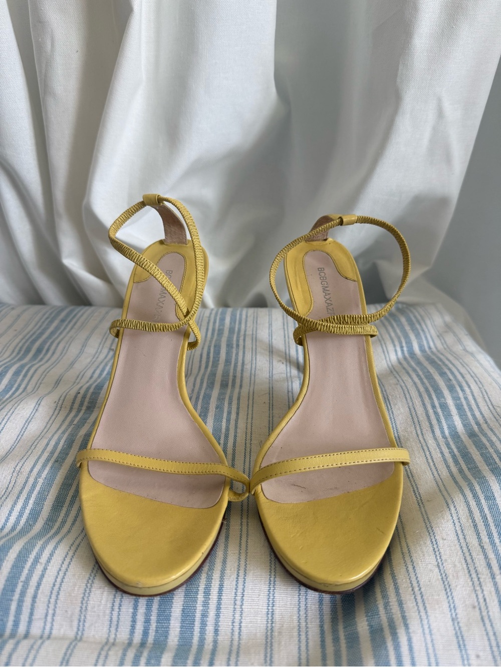 BCBGMAXAZRIA butter Yellow Strappy stiletto Sandals